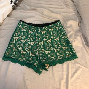 Green Lace Shorts